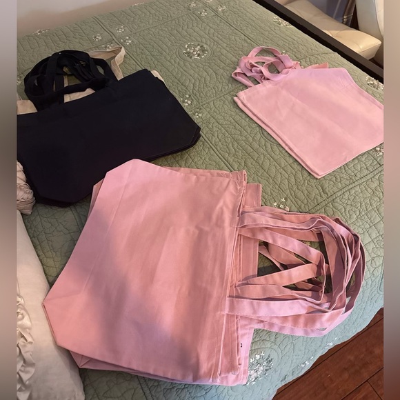 Pink and Blue Canvas Tote Bags - Picture 1 of 1
